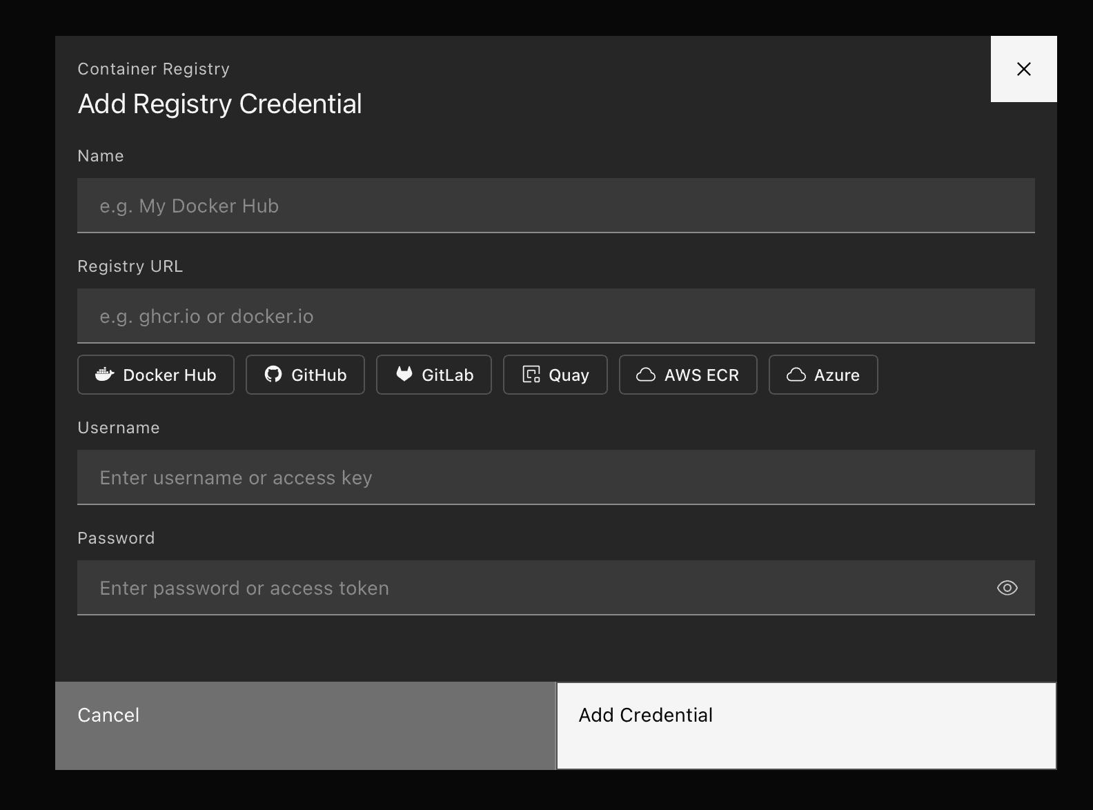Add Registry Credential